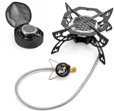 High-Power Gas Hob 6800W – Portable Mini Camping Stove with Flame Failure Safety, Foldable Outdoor Cooker for Camping, Carp Fishing, Caravanning, BBQ, and Picnics (Black And Silver)