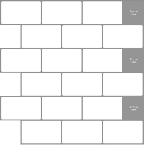 GeenYuu Piastrelle per metropolitana, 10 pezzi, colore bianco e grigio, 30 x 30 cm, in poliuretano e PET con adesivo forte, autoadesive, ritagliabili per bagno e cucina, design creativo da parete