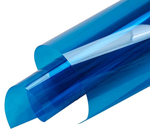 HOHOFILM Deko-Fensterfolie, selbstklebend, transparent, für Zuhause, Bau, Glas, 45 x 200 cm 17.7in x 78.7in blau