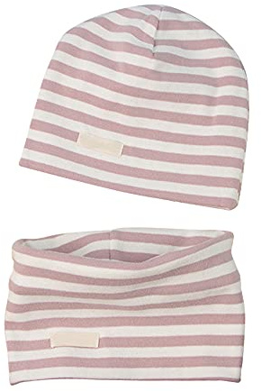 LACOFIA Baby Jungen Mädchen Beanie Mütze und Loop Schal Set Kinder Weiche 100% Baumwolle Strickmützen Kleinkind Hut und Kragen Schals