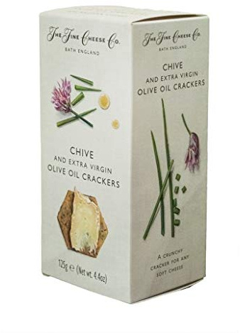 The Fine Cheesse Co - Crackers de aceite de oliva virgen extra y cebollino 125 g - Caja de: 12 unidades