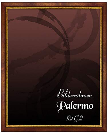 BIRAPA Palermo Bilderrahmen 70x100 cm Rot Gold - Goldener Bilderrahmen, Bilderrahmen Antik, Bilderrahmen Vintage