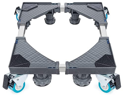 Base de Machine à Laver Réglable,ilauke Socle réglable pour machine à laver et réfrigérateur Support Charge 300 kg,Réduction du Bruit Effet Chariot de meubles télescopique multifonction 45-75 cm