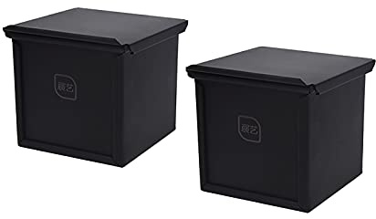 Mini Molde Para Pan Con Tapa 2 Piezas Cubo Cuadrado De 250g Moldes Para Tostadas Negras Utensilios Para Hornear Pan, Ahorrando Tiempo Para Pan Menos Azucarado