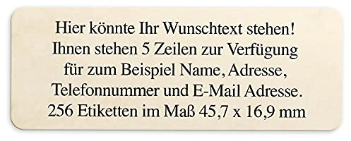 Adress-Aufkleber | PERSONALISIERT | 256 Stück | kleine Etiketten mit Wunsch-Text - Marmor Struktur Farbe Beige | für Namen und Adressen