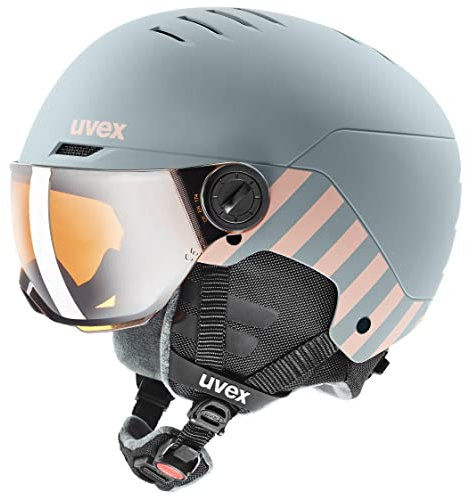 uvex Rocket jr Visor - robuster, optimal belüfteter Skihelm mit beschlagfreiem Visier für Kinder - Rhino - Blush matt - 54-58 cm