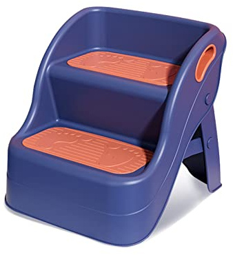 Balakaka Tritthocker Kinder, Kippschutz Lernturm ab 1Jahre, 2-Stufen Hocker Kinder mit Handhaben Klappbar Rutschfester Toilettenhocker Leiter 28cm für Badezimmer, Wohnzimmer, Küche und Toilette