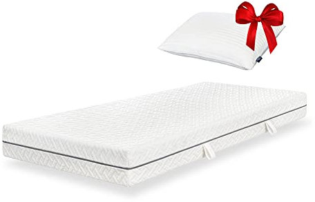 ESSENCE SLEEP 7-Zonen 100x200cm Matratze, Höhe 18cm | Härtegrad 2 (weich) | Rollmatratze mit integrierter 4cm Memory Foam Auflage, inkl. 1 Kopfkissen | Wendegriffe | Öko-Tex Standard 100