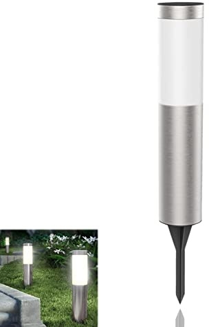 Vicyol S&D Luz Solar Jardín 60cm de Acero Inoxidable 304. Lámpara Solar 3LEDs para Exteriores con Sensor Automático. Baliza Solar Impermeable IP65 para Iluminación de Caminos, Exteriores, Patio.