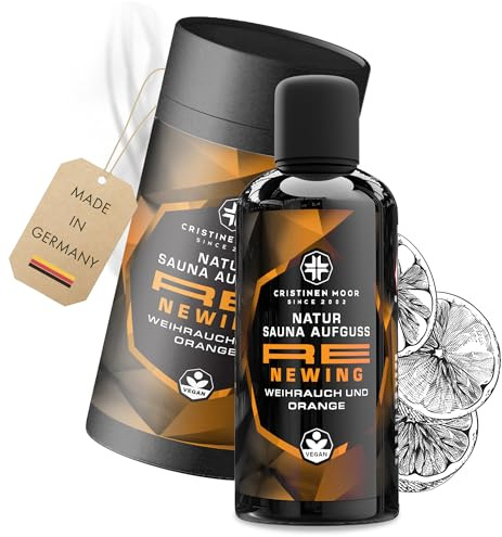 CristinenMoor Natur Saunaaufguss Weihrauch und Orange | Re Newing |100ml | Saunaöl | Saunaduft I Sauna Aufgussmittel