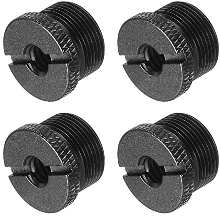 PATIKIL 4Pack Mikrofonstativ Adapter 1/4 Buchse an 5/8 Stecker Aluminium Legierung Mik Schraube Adapter für Mikrofon Stativständer Schwarz