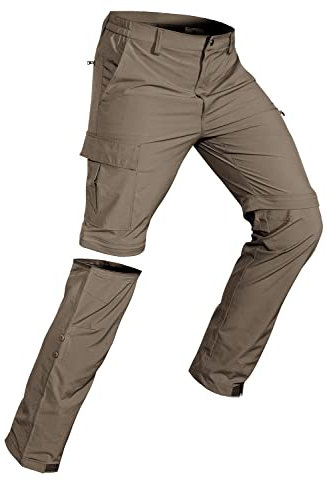 Wespornow Herren Zip-Off-Wanderhose-Abnehmbar-Trekkinghose, Atmungsaktiv Outdoorhose Arbeit Hosen Schnell Trockend Sommer Funktionshose mit 5 Taschen (Braun, L)