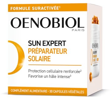 OENOBIOL - Préparateur Solaire - Hâle Intense, Eclatant - Programme 1 Mois | Sun Expert - Protection cellulaire renforcée* - Prépare la peau à l'exposition au soleil - Complément Alimentaire 30 capsules