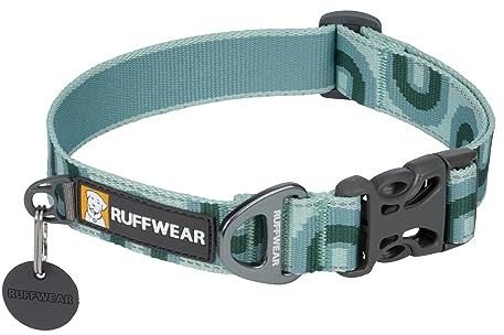 RUFFWEAR Crag Hundehalsband, mittelgroßes Hundehalsband mit Aluminium-V-Ring, verstellbare Länge, Haustier-Hundehalsband, bequem, weiches Halsband, Premium-Tierhalsband mit Befestigungsring für