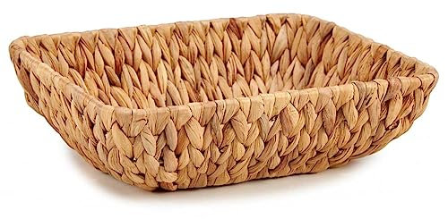 Space Home - Centro de Mesa - Cuenco de Seagrass Decorativo - Cesta de Almacenaje de Mimbre - Bandeja para Pan, Caramelos - Vaciabolsillos - Cesta de Decoración - Rectangular