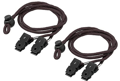 sourcing map 2Stk Serviette Kette 16.54 Nylon Halslatzhalter Kette Sonne Hat Riemen Kordel Schlüsselband mit Einstellbar Schnalle Klammern für Serviette Kappe Befestigung Braun