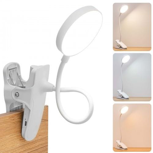 LED Lampe USB Tactile à Clip - 3 Modes d'Éclairage, Luminosité Réglable, Protection des Yeux - Pour Bureau, Lecture, Chevet, Étudiant, Dortoir