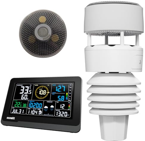 ECOWITT Weather Stations UK WS3901, 7 in 1 Weather Station Wittboy Outdoor Sensor Units WS90, 7.5 inch Wifi Home Indoor LCD Colour Console with 3 in 1 Sensors, Ecowitt IOT Intelligent Linkage Control
