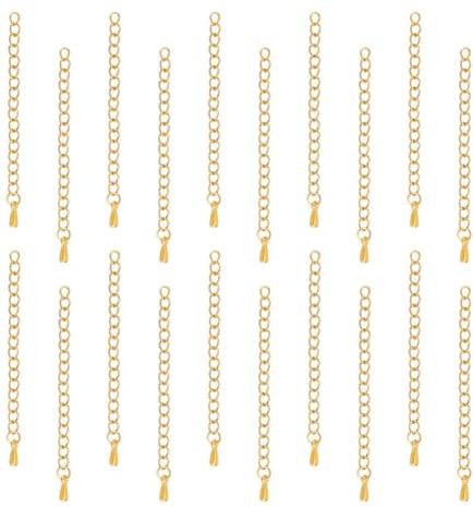 UNICRAFTALE 20 STK 304 Edelstahl Kettenverlängerung Gold Verlängerungskette Mit Tropfen Kettenlaschen Halskette Armband Verlängerungskette Für Frauen Fußkettchen DIY Schmuckherstellung 55~63mm