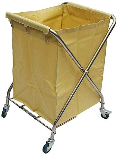 Edelstahlwagen auf Rädern, zusammenklappbarer Reinigungswagen mit Taschen/Blau/65 * 55 * 90 cm, Gelb, 65 * 55 * 90 cm