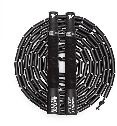 Elite Jumps Freestyle Springseil mit Perlen für Cardio-Training – Workout-Springseil mit unzerbrechlichen langen Griffen und bruchsicheren Perlen – entworfen für Anfänger oder Profis – ideal für
