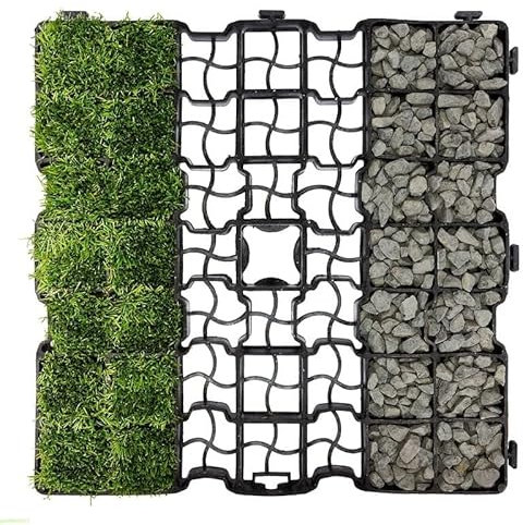 PROFIPLASTIC, Rasengitter, Größe: 50 x 50 cm Rasen Platten - Schwarz 10m2 - Gehwegplatten, PaddockPlatten, Kiesmatten, Kiesgitter, Kunststoff, ProfiSystem G4