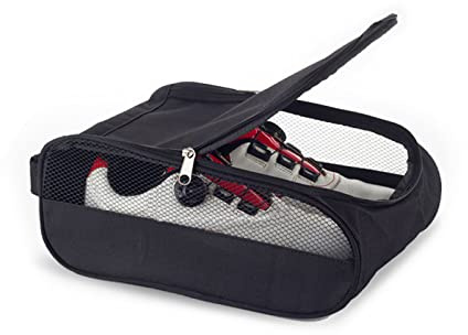 Atmungsaktive Schuhtasche für Sport, Reise, Schuh, mit Reißverschluss, für Basketball, Baseball, Tennis, Zweiteilige schwarze Seite