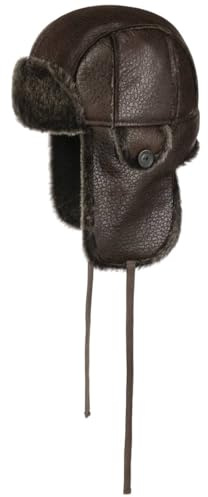 Stetson Lambsfur Bomber Fliegermütze Pilotenmütze Leder Made in Germany Herren Winter braun M (56-57 cm)