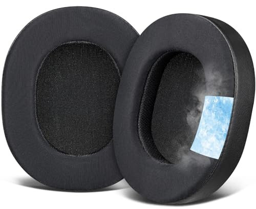 SOULWIT Cuscinetti Auricolari in Gel di Raffreddamento Ricambio per Audio Technica ATH M70X Cuffie, Padiglioni Auricolari con Schiuma ad Alta Densità, Spessore Aggiunto - Nero