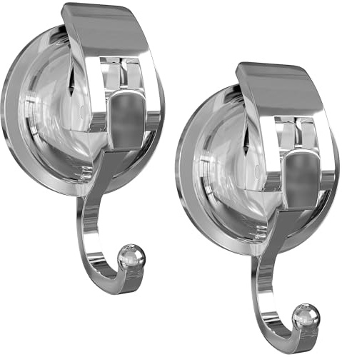SOCONT Heavy Duty Vacuum Suction Cup Hooks (Silver, 2 Pack)