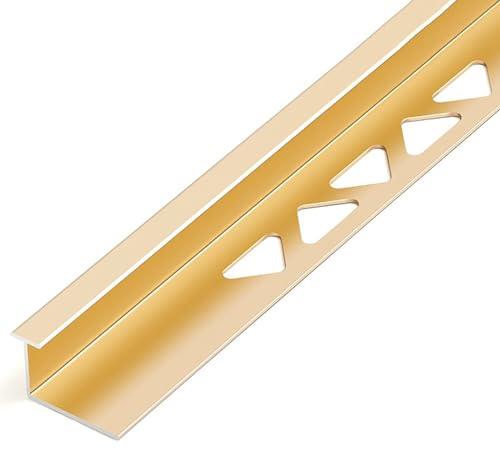 Raouoae Multi-Purpose Tile Profile Corner Trim Length: 135cm*2 Pieces Anodized Aluminum Wear-resistant Protective Angle Profile For Bathroom And Kitchen Tiles(Gold,H:17MM)