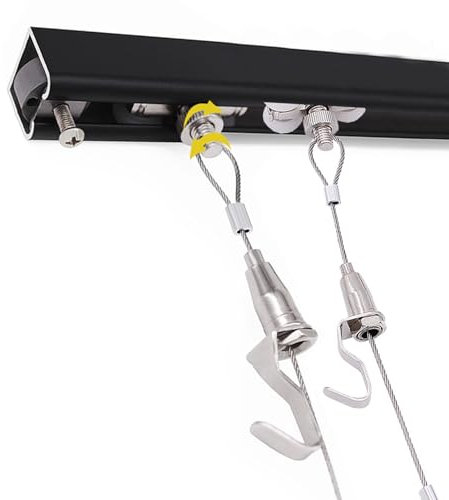 AMUFJJ bilderschienen aufhängesystem Kunstgalerie Decken-Wandhalterung Bildaufhängesystem-Bausatz, Schiene Für Fotodisplay Stahlseile Für Bibliotheken/Museen/Schulen(Wall Mount,1m/3.3ft Cable)