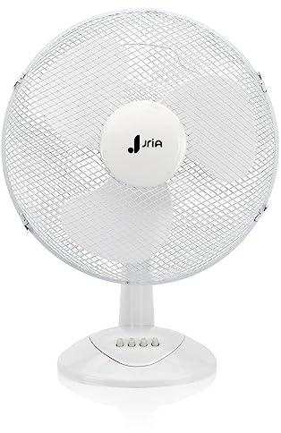 JriA 12 Desk Fan Powerful & Quiet Cooling Fan with 3-Speed Settings 90° Oscillation Adjustable Tilt Head Compact & Lightweight Ideal for Home, Bedroom, Office & Workspaces White