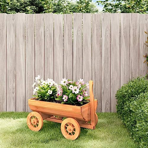 AJJHUUKI Haus & Garten, Rasen & Garten, Gartenarbeit, Gartengeräte, Schubkarren, Heimdekorationswagen, 70 x 43 x 54 cm, Massivholztanne
