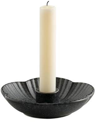 Ceramic Candle Holder, Candlestick Holder for Candles,Incense, Santo Palo, Rustic Vintage Home Decor for Halloween Christmas Weddings, Dining Room Table & Living Room Display (Black)
