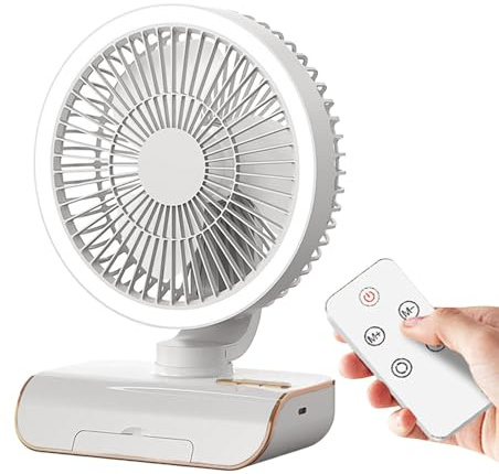 Ventilador de refrigeración silencioso, ventilador circulador de escritorio ajustable, potente oscilante de mesa, carga USB para colgar, se balancea a la izquierda y a la derecha, 5 velocidades de