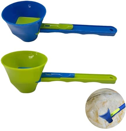 AYNKH 2 Trichterlöffel, 2-in-1 Messschaufel mit längerem Griff und Schiebeboden, Pulverschaufel, präzise Messung für Erwachsene, Kinder, Küche, Milchkaffee, Proteinpulver