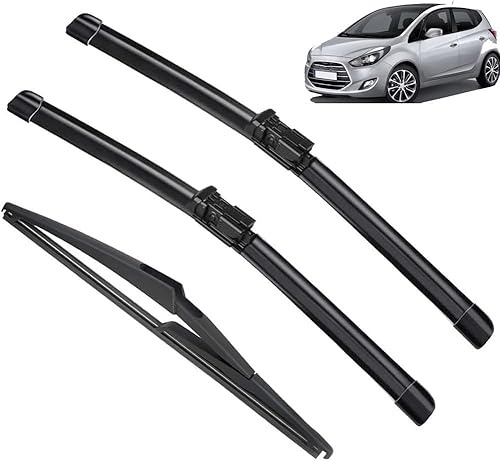 LIHONGMM Complete Wiper Blades Kit for Hyundai IX20 2010-2020 – Front and Rear Replacement Wipers + Brushes & Cutter Accessories 26+14+12