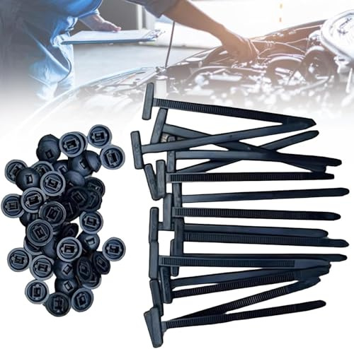 Nylon Universals Kabelbinder Schnalle | 200STK UV Beständig Kabelbinder Set Schwarz | Selbstverriegelung Bindenhalter Schnalle Clip | Mehrzweck Nylonschnallen Zip Ties Wraps für Autoreparatur