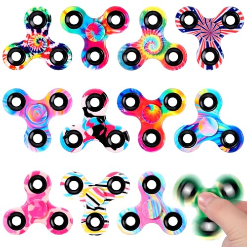 SCIONE 12 Spinner Anti Stress - Giocattolo Sensoriale Multicolore per Bambini e Adulti | Regalo Compleanno, Festa, Scuola (6.3 cm)
