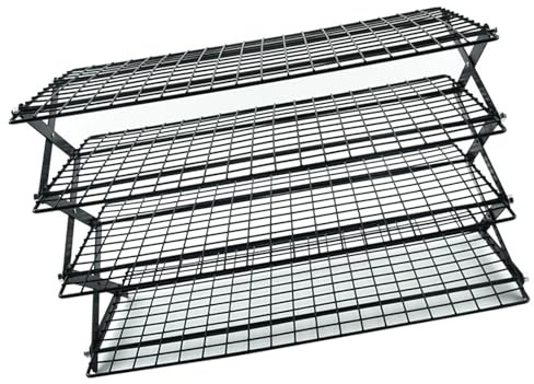 Sturdy Iron Cooling Rack 3/4 Adjustable Layer Collapsible Design BBQ Cooling Rack for Cookie Roasting Party