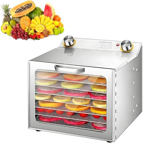 WDDEYYDS Déshydrateur Alimentaire, Déshydrateur Alimentaire Professionnel, Déshydrateur à Plateaux en Acier Inoxydable pour Aliments Et Viande Séchée,Herbes,Légumes,Fruits,Température Réglable,8layer