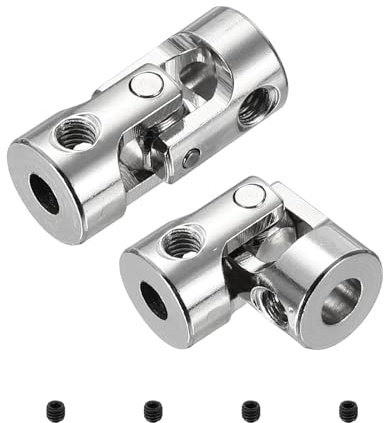 sourcing map 2pcs Universal Joint Shaft Coupling, 4mm to 5mm Inner Dia Rotatable Steering Shaft U Joints Coupler with Screws for RC Car, Robot, Boat Drive Ship Motor Use