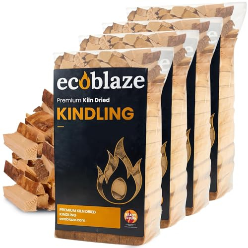 Ecoblaze Kiln Dried Kindling Wood 10kg - Easy to Light, Smokeless Fire Starter for Stoves, Fire Pits, BBQs, Chimineas, Wood Burners & Indoor or Outdoor Fires (4x2.5kg packs)