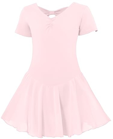 Ballettkleidung Mädchen Ballettkleid Ballett Kurzarm Tanzkleid Tanzbody mit Chiffonrock Tutu