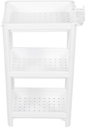 AJUNJIIL Salle de Bains Tour Étagère en Plastique Debout Rack De Stockage Organisateur pour Salon Chambre Cuisine Blanc (3 Niveaux)