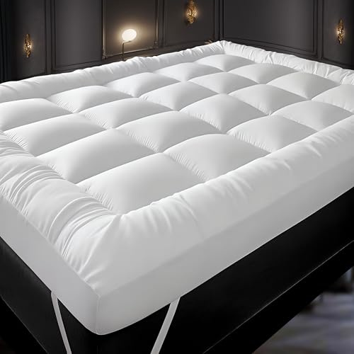 SS ART 10cm Mattress Topper,1000GSM Extra Thick, Topper for Back Pain Relief, Hotel Quality Quilted Comfort with Ball-Fiber Filling, Elastic Corner Straps Fit up to 40cm (White, Single)
