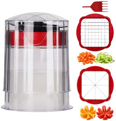 STNRST-IN French Fries Potato Cutter, Manual Hand Apple Corer with 2 Stainless Steel Blades, Fast Cutting, Compact Multi-Functional Vegetable Fruit Slicer for Home Kitchen Use