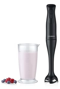 Severin Batidora de mano con vaso mezclador de 700 ml, para triturar y picar, brazo batidor extraíble, botón turbo, 2 cuchillas, mango antideslizante, para batir y licuar, 350 W, color negro, SM 3761