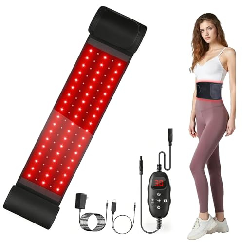 Cintura a luce rossa con 105 LED, funzione timer, 5 livelli di luminosità, 660 nm e 850 nm, adatta per vita, schiena, spalle, gomiti, polsi, cosce e altre parti del corpo.